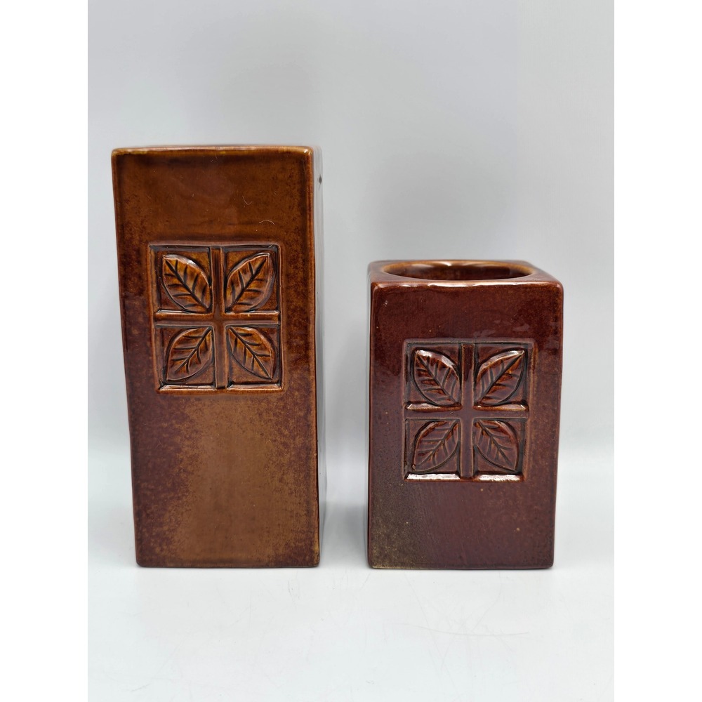 Unbranded Ceramic Leaf tea light OS Brown Good‎ Rustic Brutalist Holder